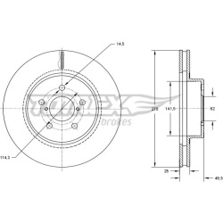 stabdžių diskas (1vnt)
                                TOMEX Brakes                                                TX71-95,