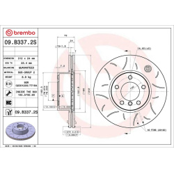 stabdžių diskas (1vnt)
                                BREMBO                                                09.B337.2S, BR