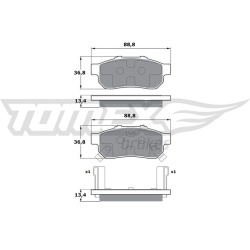 stabdžių trinkelių rinkinys, diskinis stabdys
                                TOMEX Brakes                                