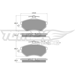 stabdžių trinkelių rinkinys, diskinis stabdys
                                TOMEX Brakes                                