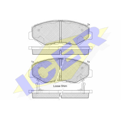 Stabdžių kaladėlės priekinės
                                ICER                                181558, ICER, 181558, a