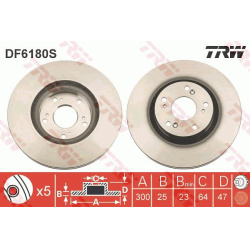 stabdžių diskas (1vnt) TRW SINGLE
                                                DF6180S, TRW, DF6180S, auto detalė