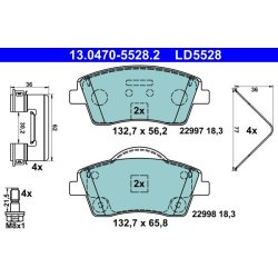 stabdžių trinkelių rinkinys, diskinis stabdys ATE Ceramic
13.0470-5528.2,