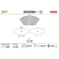 stabdžių trinkelių rinkinys, diskinis stabdys EXPERT
VALEO