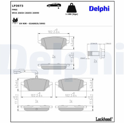 stabdžių trinkelių rinkinys, diskinis stabdys
                                DELPHI                                      