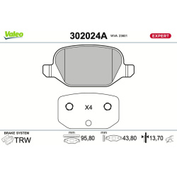 stabdžių trinkelių rinkinys, diskinis stabdys EXPERT
                                VALEO                                