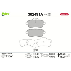 stabdžių trinkelių rinkinys, diskinis stabdys EXPERT
                                VALEO                                