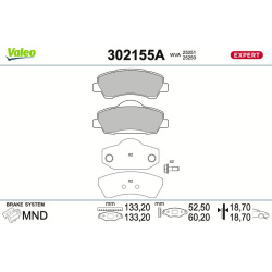 stabdžių trinkelių rinkinys, diskinis stabdys EXPERT
                                VALEO                                