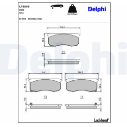 stabdžių trinkelių rinkinys, diskinis stabdys
                                DELPHI                                      