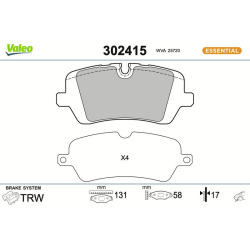 stabdžių trinkelių rinkinys, diskinis stabdys ESSENTIAL
                                VALEO                             