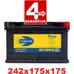 Akumuliatorius COMLINE PLUS 60Ah 540A
                                                CB075PL, COMLINE, CB075PL, auto detalė