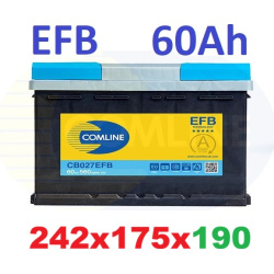 Akumuliatorius COMLINE EFB 60Ah 560A L2
                                                CB027EFB, COMLINE, CB027EFB, auto det