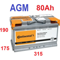 Akumuliatorius CONTINENTAL AGM 80Ah 800A PREMIUM
                                CONTINENTAL                                 