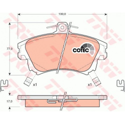 stabdžių trinkelių rinkinys, diskinis stabdys COTEC
                                TRW                                   