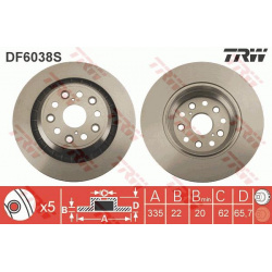stabdžių diskas (1vnt) TRW SINGLE
                                                DF6038S, TRW, DF6038S, auto detalė