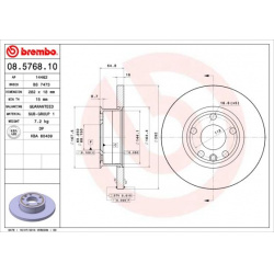 Stabdžių diskas PRIME LINE
                                BREMBO                                                08.5768.10