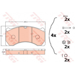 stabdžių trinkelių rinkinys, diskinis stabdys
                                TRW                                         