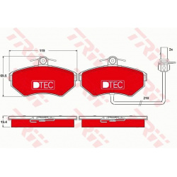 stabdžių trinkelių rinkinys, diskinis stabdys DTEC COTEC
                                TRW                              