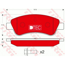 stabdžių trinkelių rinkinys, diskinis stabdys DTEC COTEC
                                TRW                              