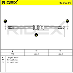 stabdžių žarnelė
                                RIDEX                                                83B0364, Nenurodyta