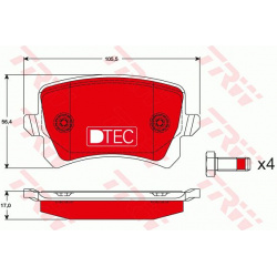 stabdžių trinkelių rinkinys, diskinis stabdys DTEC COTEC
                                TRW                              
