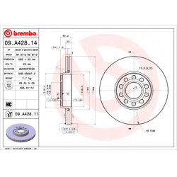Stabdžių diskas PRIME LINE
                                BREMBO                                                09.A428.14