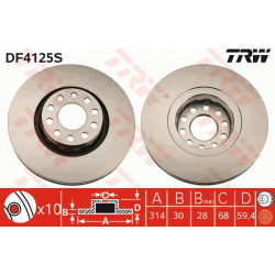stabdžių diskas (1vnt) TRW SINGLE
                                                DF4125S, TRW, DF4125S, auto detalė