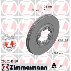 stabdžių diskas (1vnt) COAT Z
                                ZIMMERMANN                                200.2516.20, Nenuro