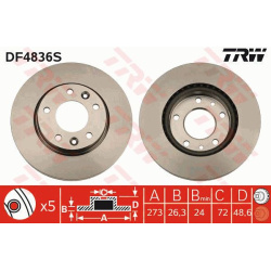 stabdžių diskas (1vnt) TRW SINGLE
                                                DF4836S, TRW, DF4836S, auto detalė