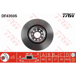 stabdžių diskas (1vnt) TRW SINGLE
                                                DF4350S, TRW, DF4350S, auto detalė