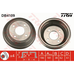 stabdžių būgnas
                                TRW                                                DB4109, TRW, DB4109, au