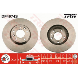 stabdžių diskas (1vnt) TRW SINGLE
                                                DF4974S, TRW, DF4974S, auto detalė