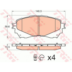 stabdžių trinkelių rinkinys, diskinis stabdys COTEC
                                TRW                                   