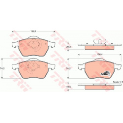 stabdžių trinkelių rinkinys, diskinis stabdys COTEC
                                TRW                                   