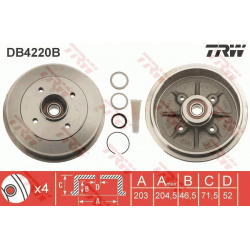stabdžių būgnas
                                TRW                                                DB4220B, TRW, DB4220B, 