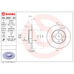 Stabdžių diskas PRIME LINE
                                BREMBO                                                08.2631.34