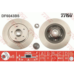 stabdžių diskas (1vnt) TRW SINGLE
                                                DF6043BS, TRW, DF6043BS, auto detalė
