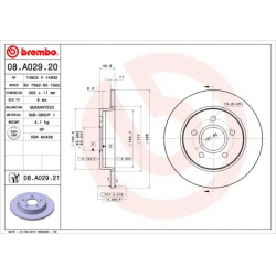stabdžių diskas (1vnt) PRIME LINE
                                BREMBO                                08.A029.20, BREMBO,