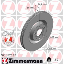 stabdžių diskas (1vnt) COAT Z
                                ZIMMERMANN                                100.3326.20, Nenuro
