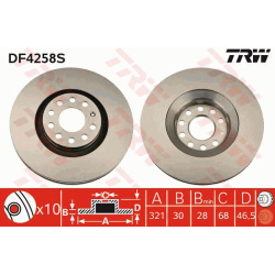 Stabdžių diskas TRW SINGLE
                                                DF4258S, TRW, DF4258S, auto detalė