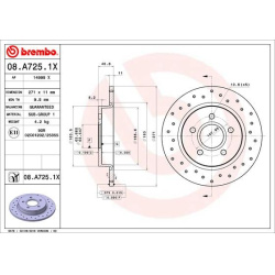 stabdžių diskas (1vnt) XTRA LINE - Xtra
                                BREMBO                                08.A725.1X, B