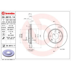Stabdžių diskas PRIME LINE
                                BREMBO                                                09.9610.14