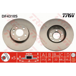 stabdžių diskas (1vnt) TRW SINGLE
                                                DF4310S, TRW, DF4310S, auto detalė