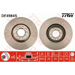 stabdžių diskas (1vnt) TRW SINGLE
                                                DF4984S, TRW, DF4984S, auto detalė