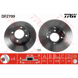 Stabdžių diskas
TRW DF2799, TRW, DF2799, aut
