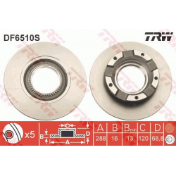 stabdžių diskas (1vnt) TRW SINGLE
                                                DF6510S, TRW, DF6510S, auto detalė