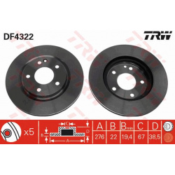 stabdžių diskas (1vnt)
                                TRW                                                DF4322, TRW, DF43