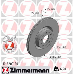 stabdžių diskas (1vnt) COAT Z
                                ZIMMERMANN                                110.2207.20, Nenuro