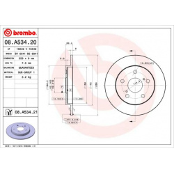 stabdžių diskas (1vnt) PRIME LINE
                                BREMBO                                                08.