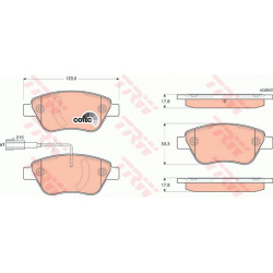 stabdžių trinkelių rinkinys, diskinis stabdys COTEC
                                TRW                                   